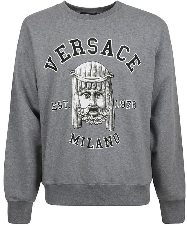 Versace Versace Gray Cotton Sweatshirt Grijs