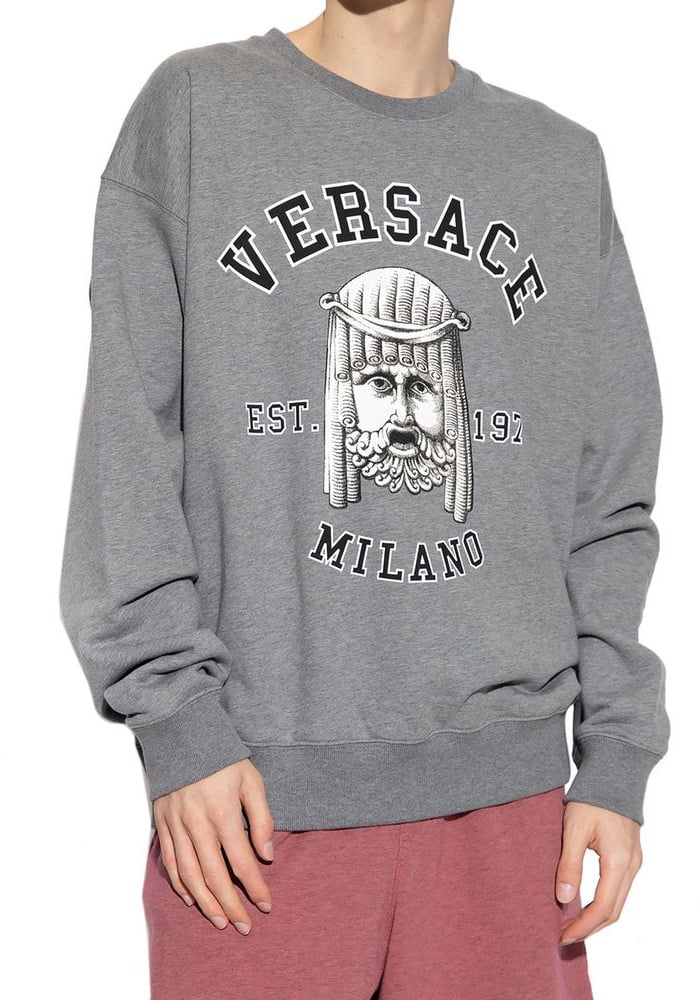 Versace Versace Gray Cotton Sweatshirt Grijs