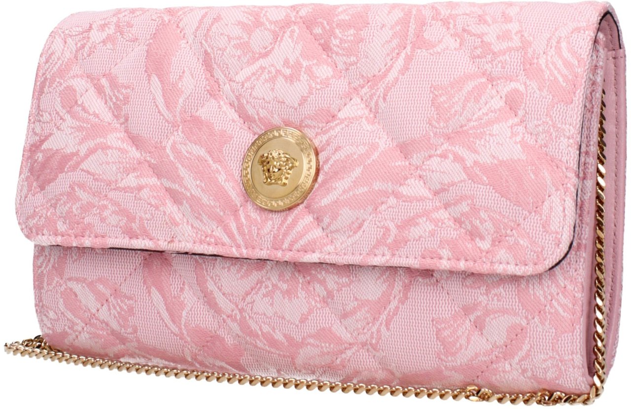 Versace Pink Fabric Clutch Bag Roze