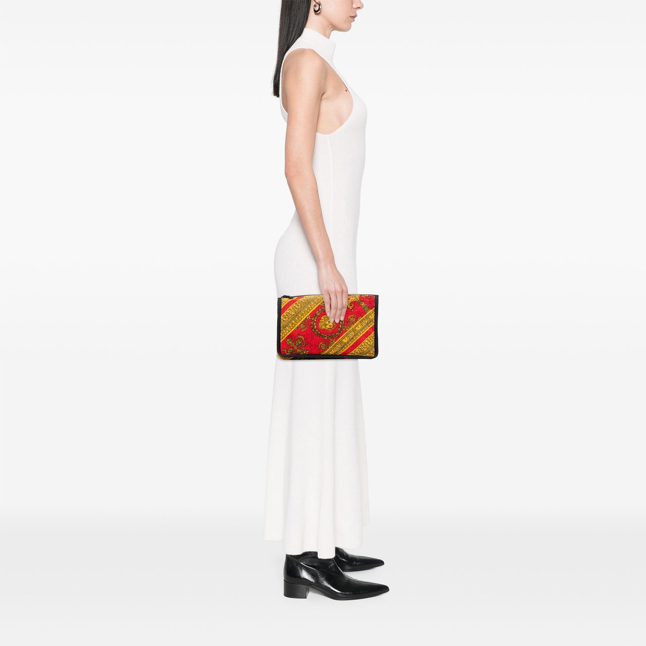Versace Terry Medusa Baroque Print Clutch Rood