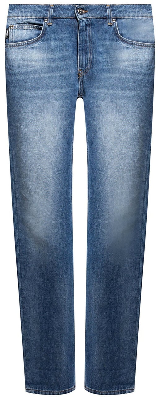Versace Versace Cotton Logo Denim Jeans Blauw