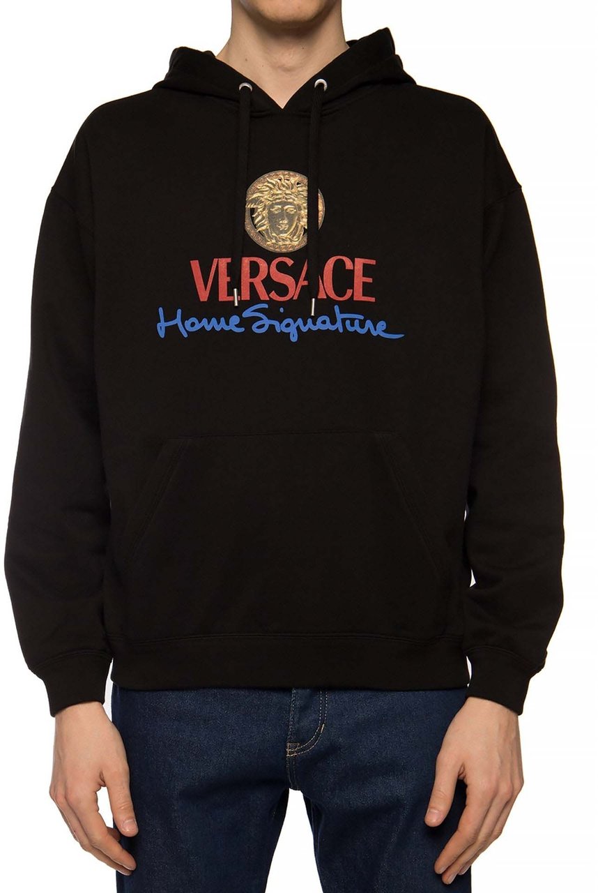 Versace Versace Logo Hooded Sweatshirt Zwart