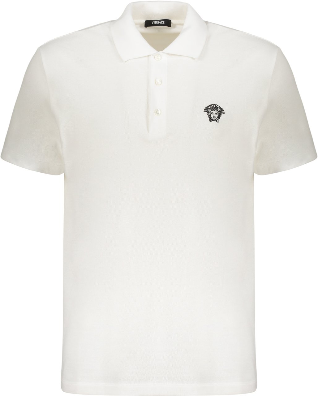 Versace Embroidered cotton polo shirt Wit