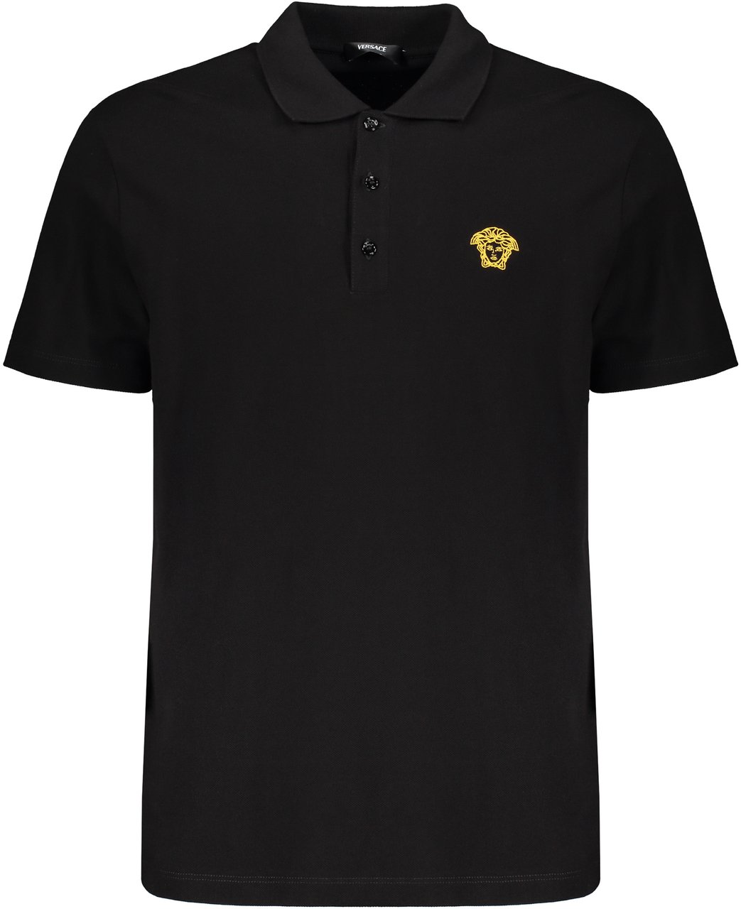 Versace Embroidered cotton polo shirt Zwart