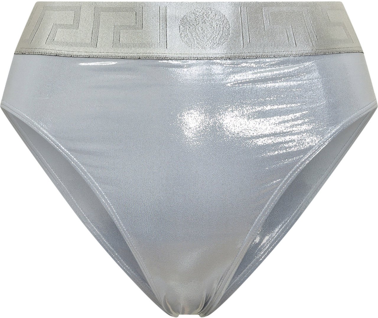Versace Slip Bikini In Lycra Metallizzata Zilver