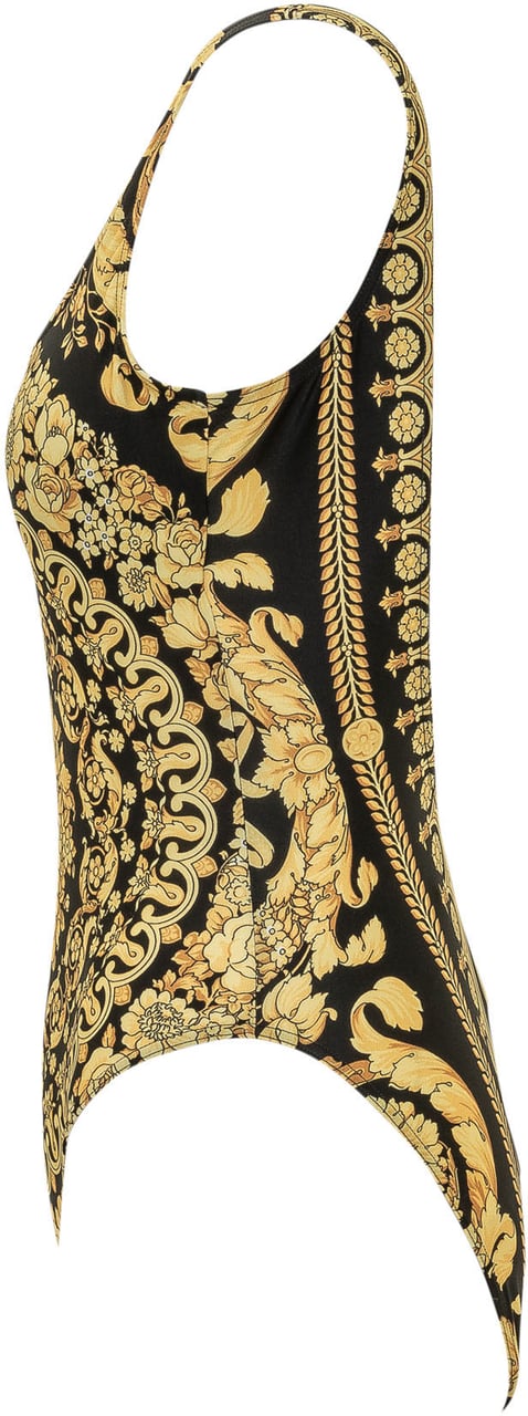 Versace Costume Intero con Spalline e Stampa Ornamentale Zwart