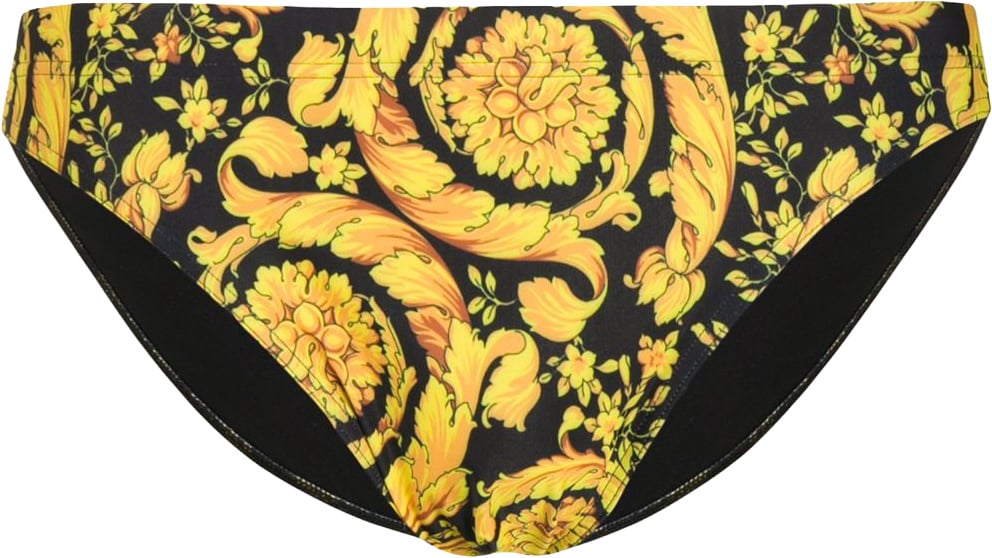 Versace Barocco Print Swim Brief Zwart
