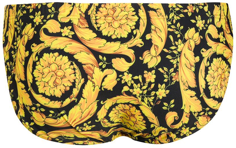 Versace Barocco Print Swim Brief Zwart