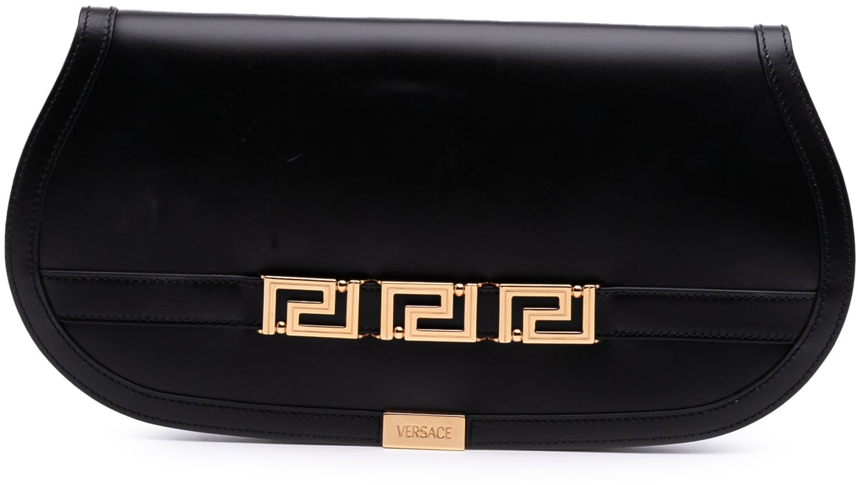 Versace Leather Greca Goddess Clutch Zwart