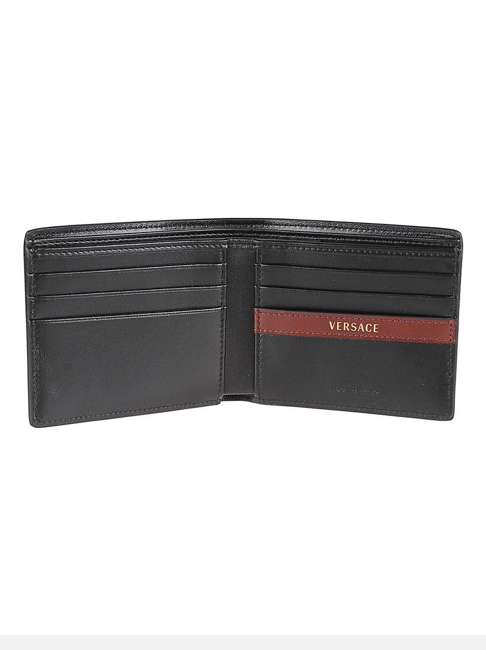 Versace Calf Leather Bifold Wallet with Medusa Emblem Zwart