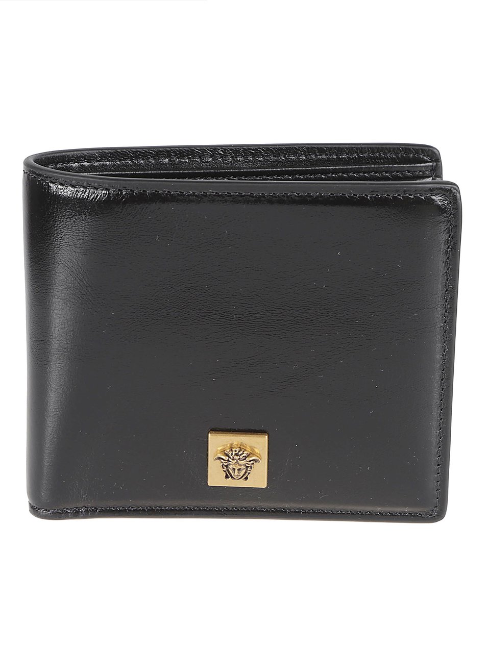 Versace Calf Leather Bifold Wallet with Medusa Emblem Zwart
