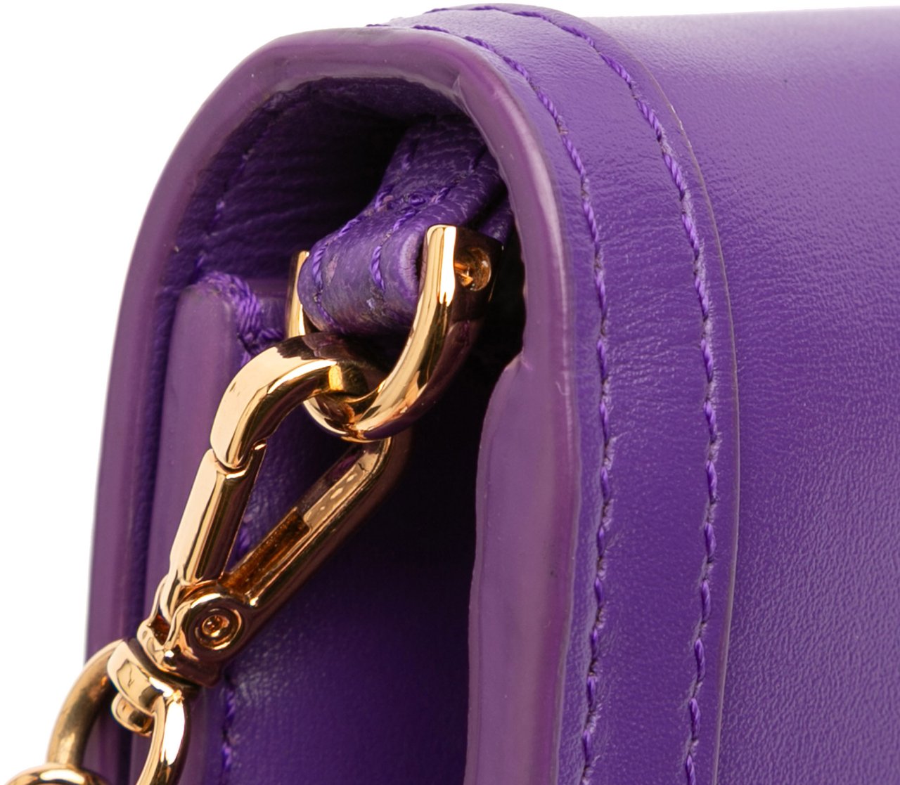 Versace Leather Greca Goddess Wallet on Chain Paars