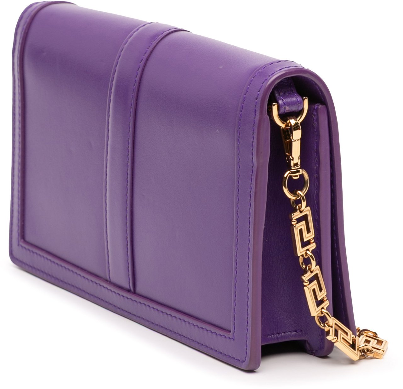 Versace Leather Greca Goddess Wallet on Chain Paars