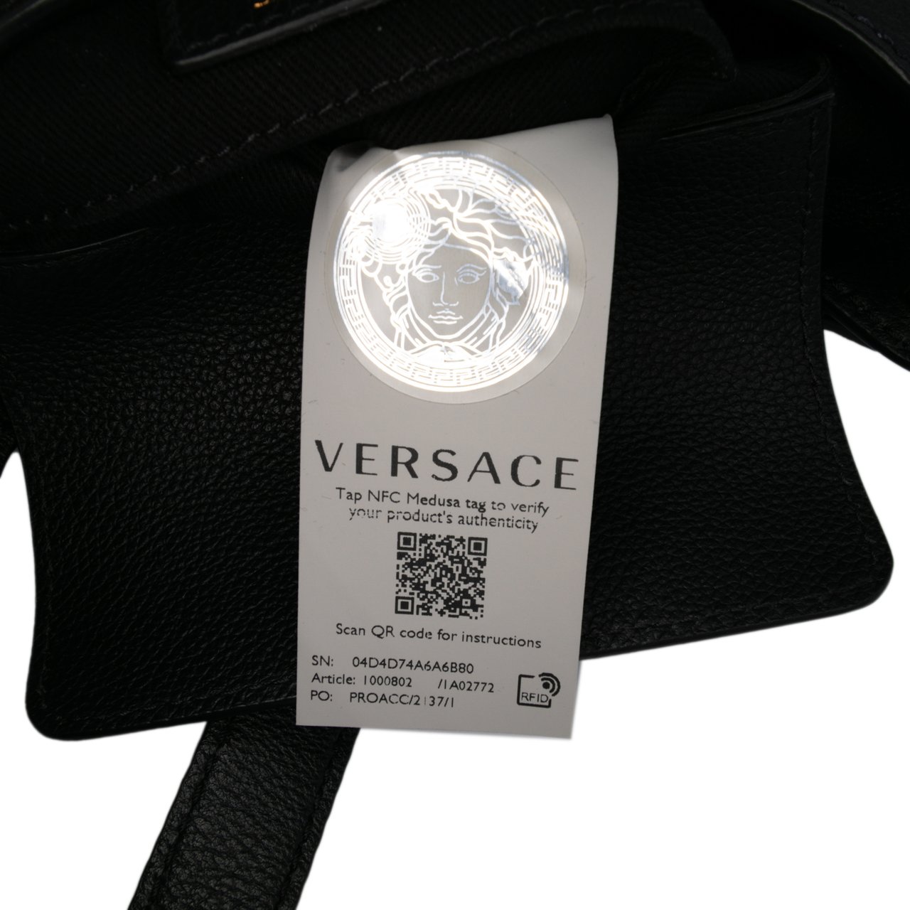 Versace Small Leather La Medusa Chain Hobo Zwart