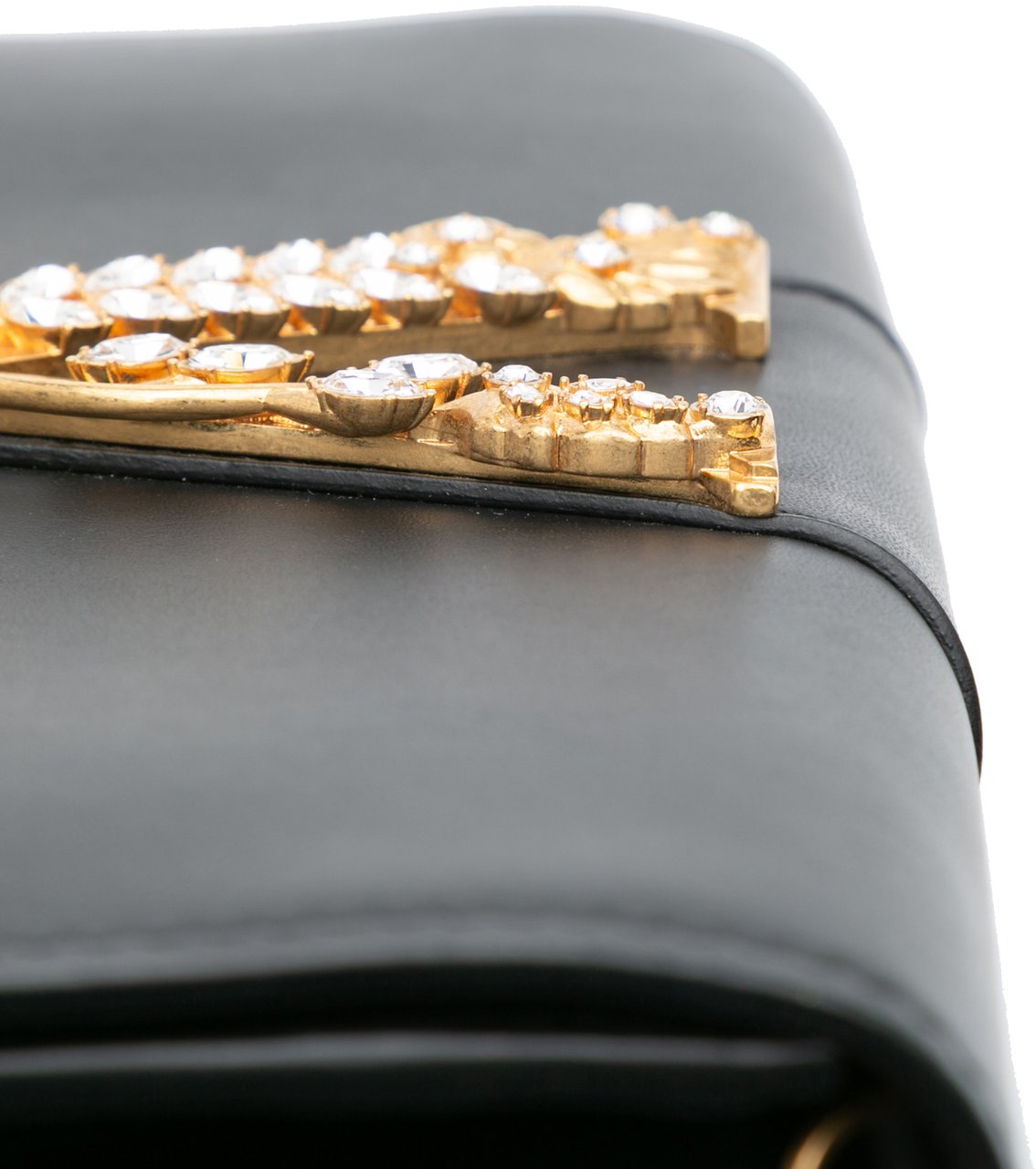 Versace Leather Crystal Virtus Chain Crossbody Zwart