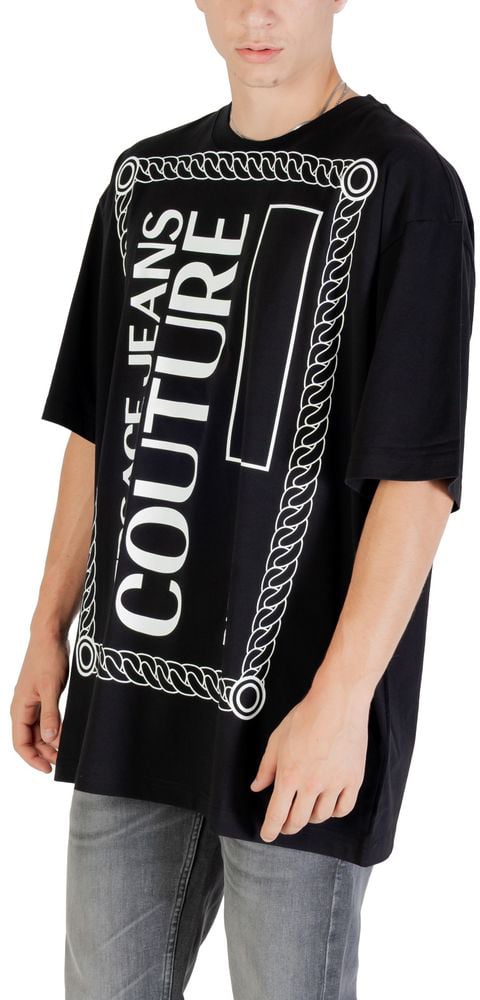 Versace Jeans Couture Versace Jeans Black Cotton T-Shirt Zwart