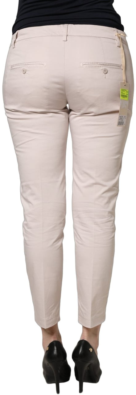 Versace Jeans Couture Beige Low Waist Tapered Women Cropped Trousers Pants Beige