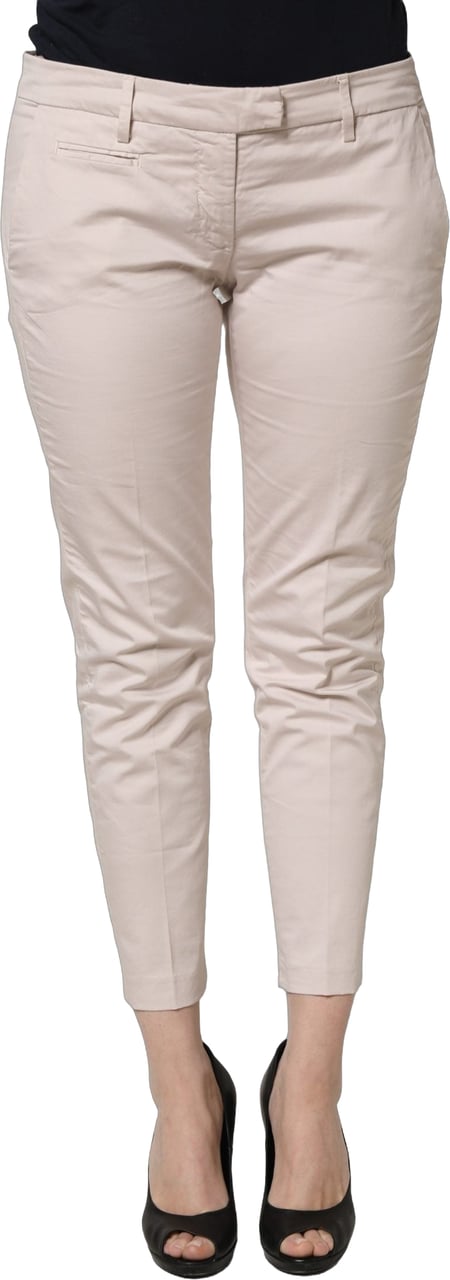 Versace Jeans Couture Beige Low Waist Tapered Women Cropped Trousers Pants Beige