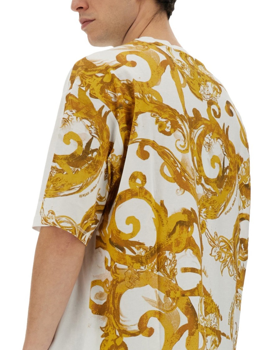 Versace Jeans Couture Oversized T-Shirt With Bold Logo And Intricate Patterned Sleeves Wit