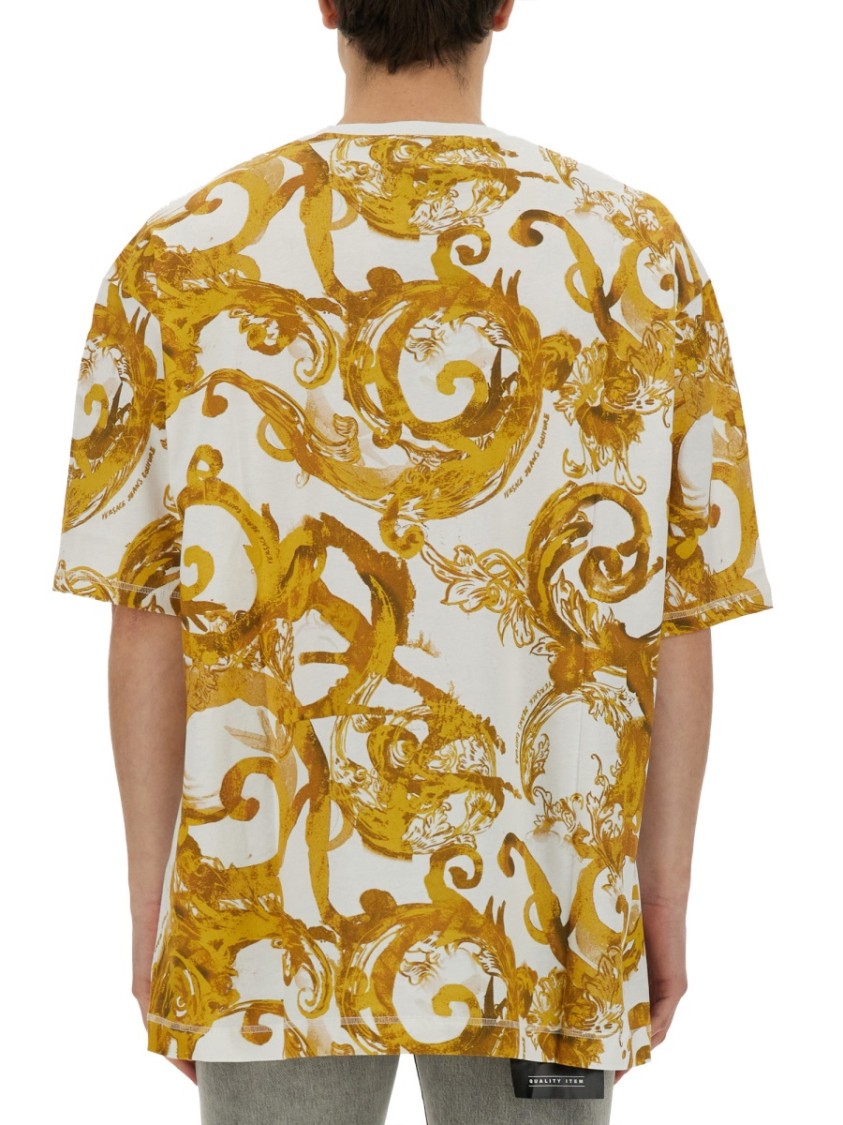 Versace Jeans Couture Oversized T-Shirt With Bold Logo And Intricate Patterned Sleeves Wit