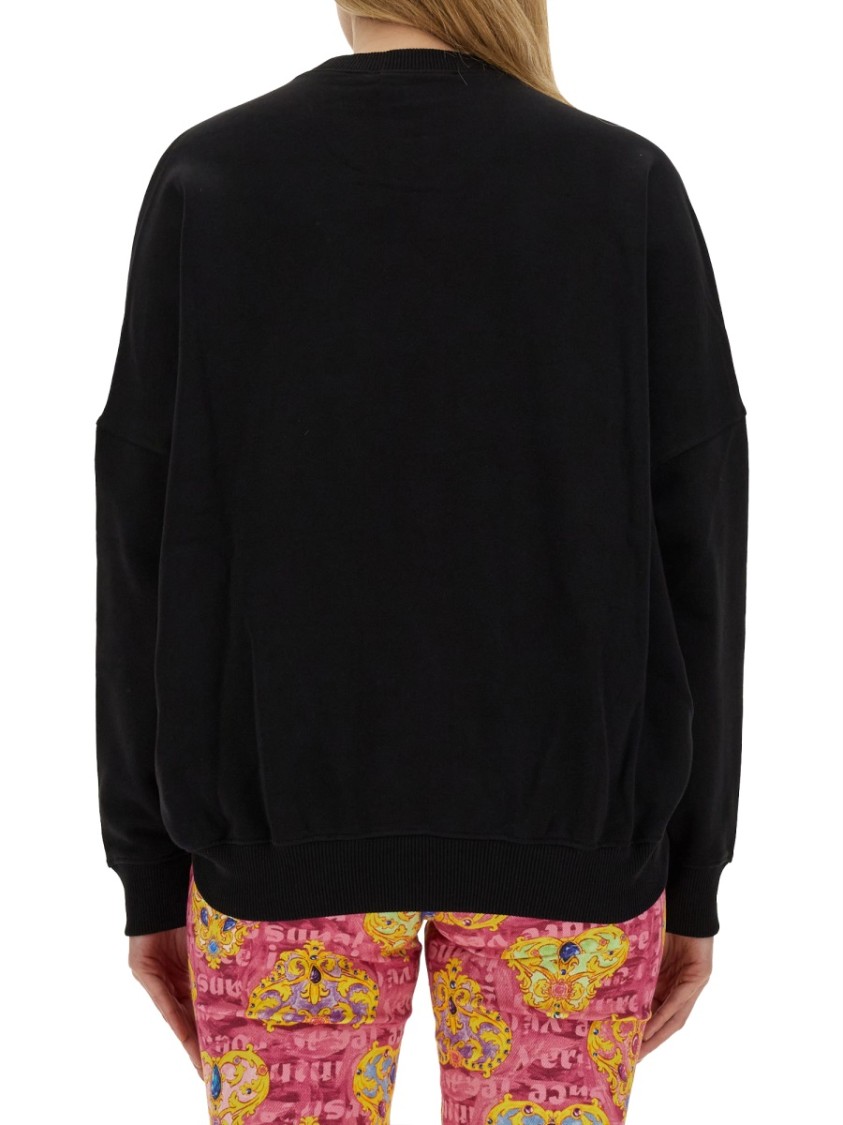 Versace Jeans Couture Cropped Fit Sweatshirt With Bold Logo Detail Zwart