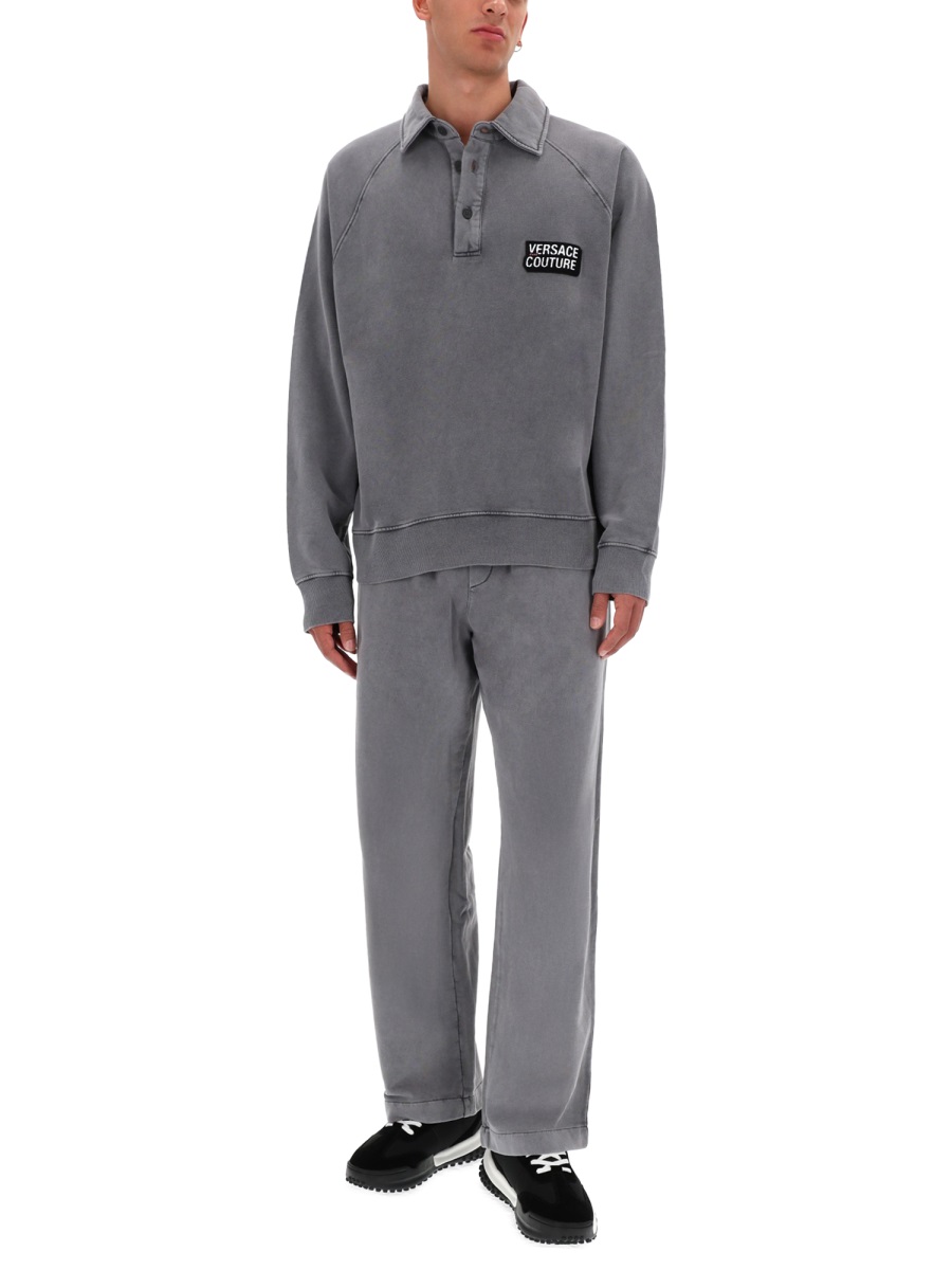 Versace Jeans Couture Grey Relaxed Logo Jogger Pants Grijs