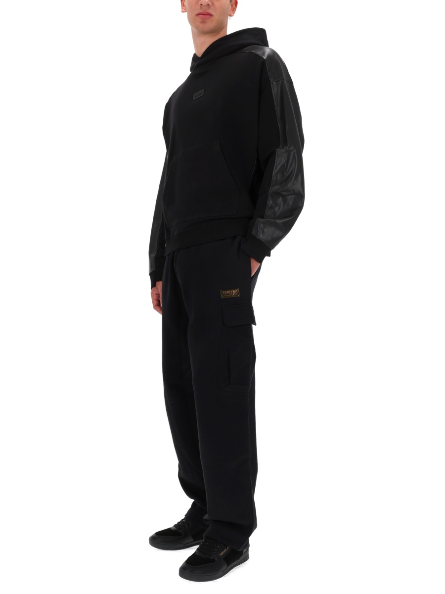 Versace Jeans Couture Cotton Elastic Waistband Cargo Jogger Pants Zwart