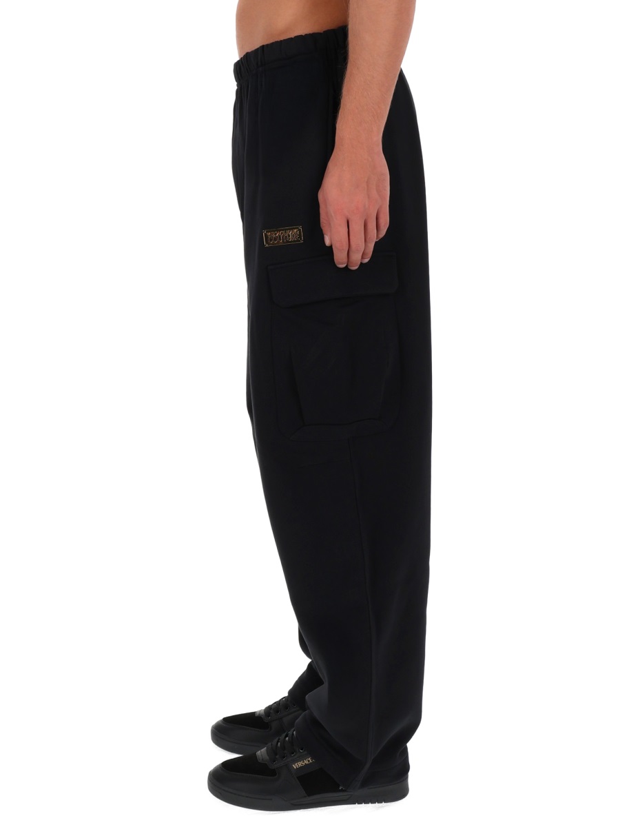 Versace Jeans Couture Cotton Elastic Waistband Cargo Jogger Pants Zwart
