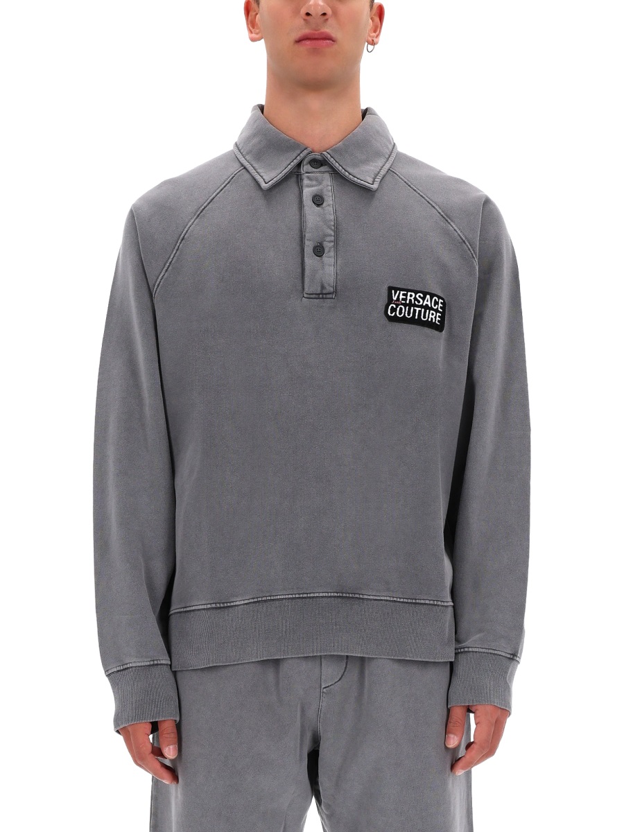 Versace Jeans Couture Grey Relaxed Logo Sweatshirt Grijs