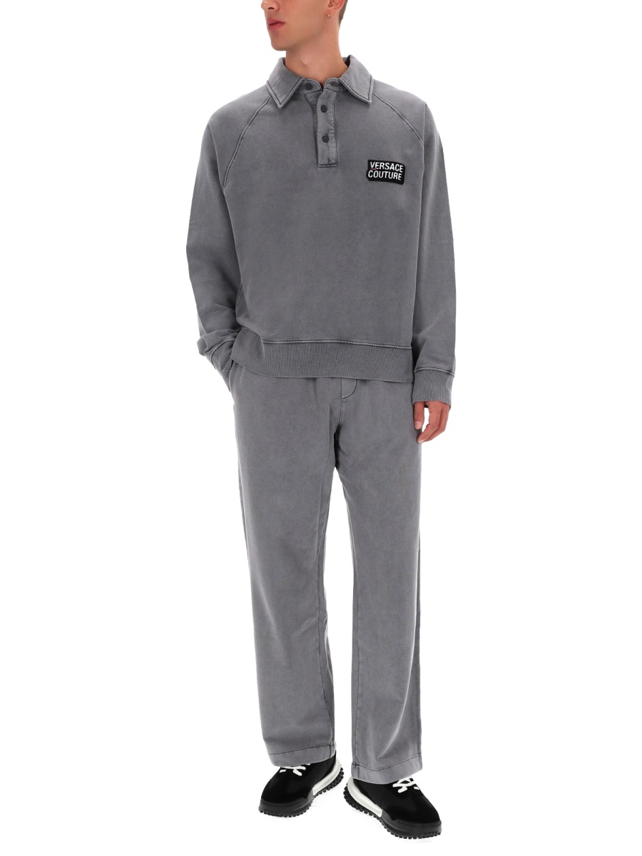 Versace Jeans Couture Grey Relaxed Logo Sweatshirt Grijs