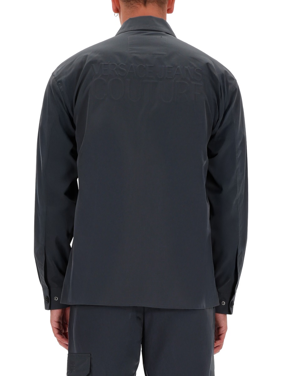 Versace Jeans Couture Grey Full-Zip Zippered Shirt Zwart