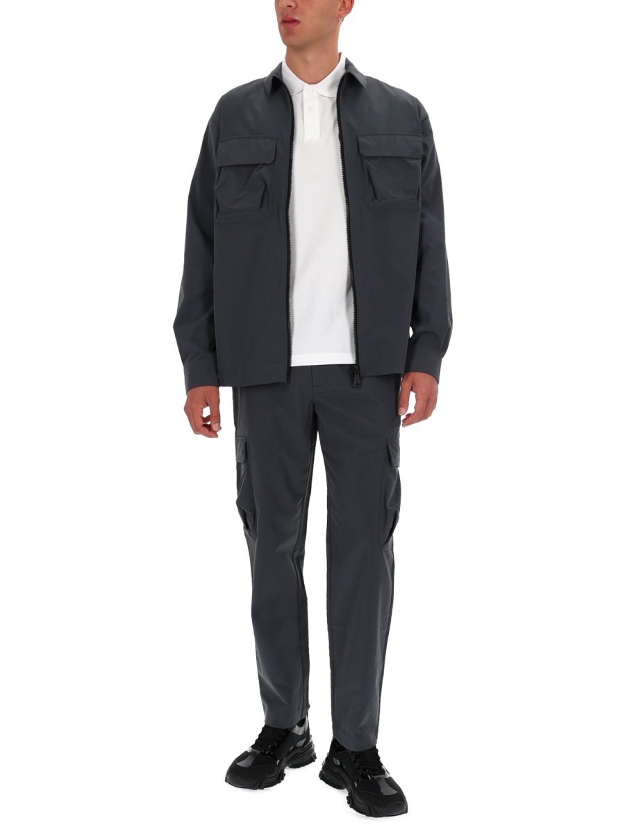 Versace Jeans Couture Grey Full-Zip Zippered Shirt Zwart