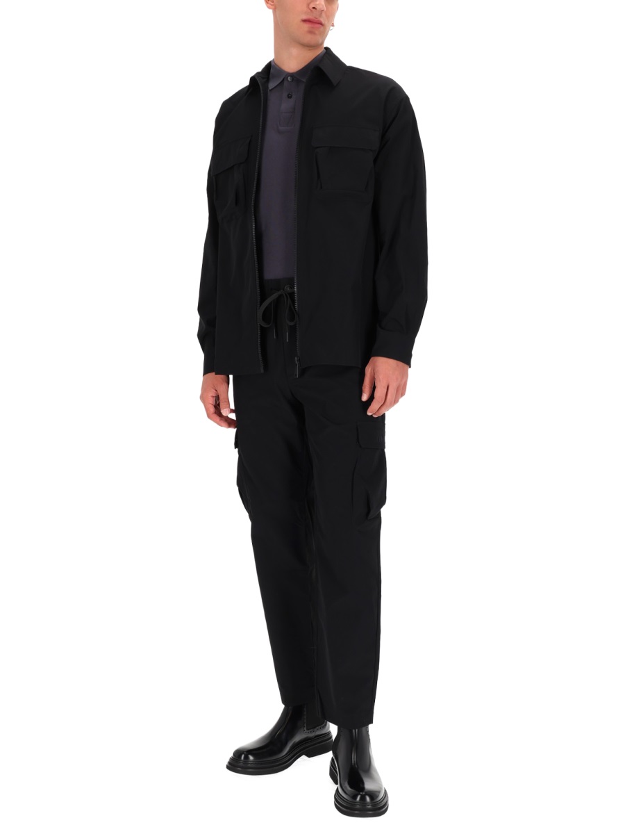 Versace Jeans Couture Black Zippered Chest Pockets Shirt Zwart