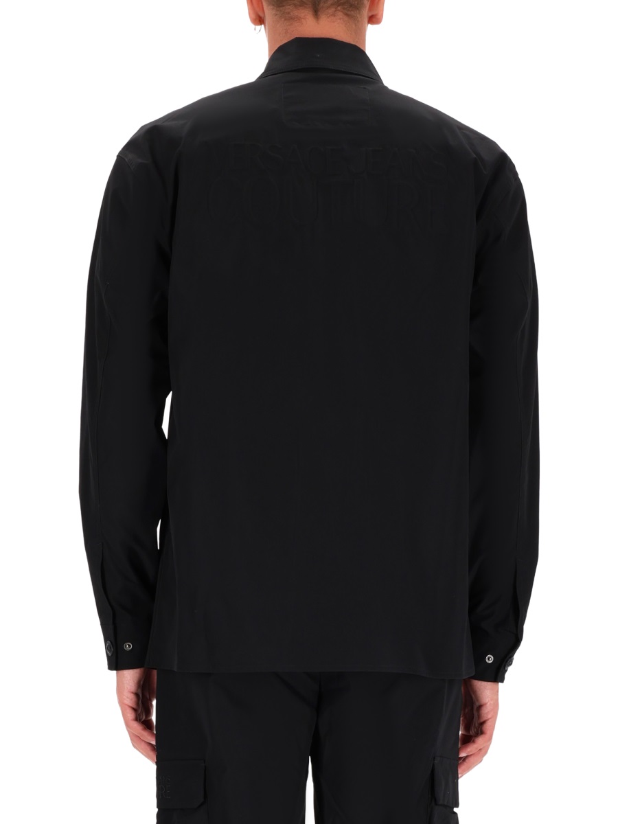 Versace Jeans Couture Black Zippered Chest Pockets Shirt Zwart