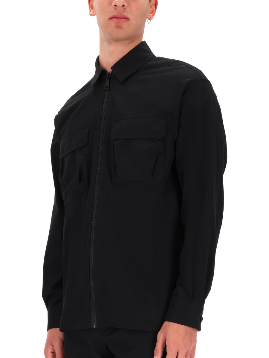Versace Jeans Couture Black Zippered Chest Pockets Shirt Zwart