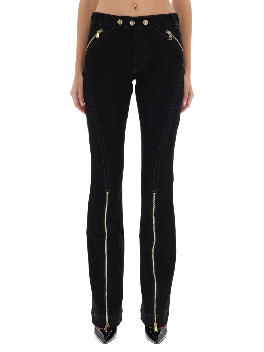 Versace Jeans Couture Slim-Fit Zipper Detail Pants Zwart