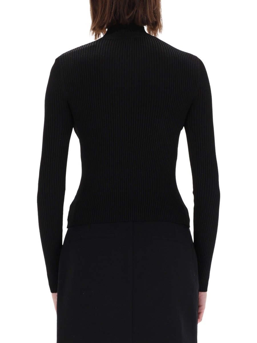 Versace Jeans Couture Fitted Ribbed Buckle Top Zwart