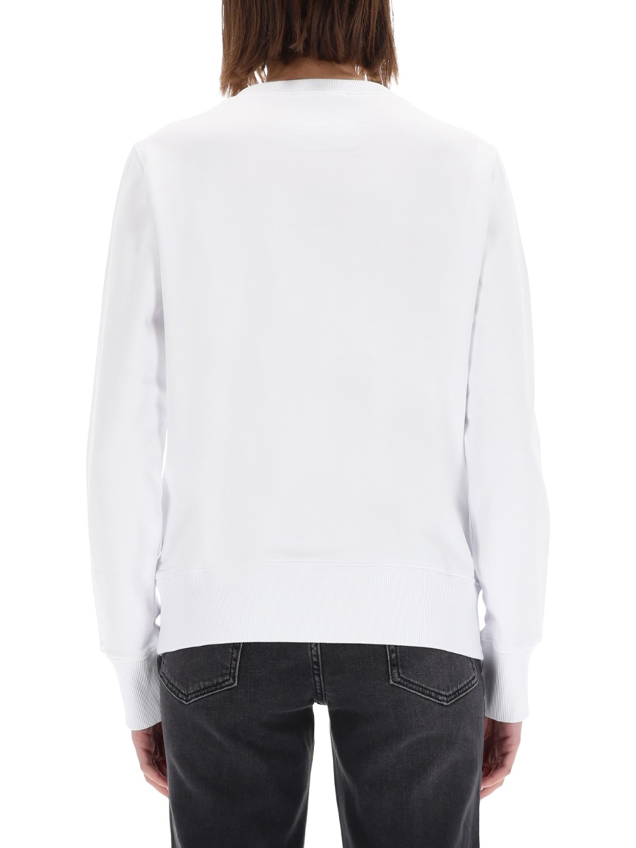 Versace Jeans Couture White Minimalist Baroque Logo Sweatshirt Wit