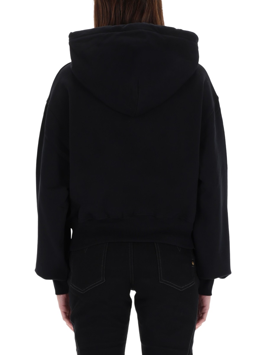Versace Jeans Couture Black Baroque-Emblem Relaxed Sweatshirt Zwart