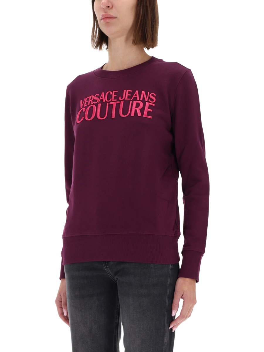 Versace Jeans Couture Bordeaux Deep Purple Logo Sweatshirt Zwart