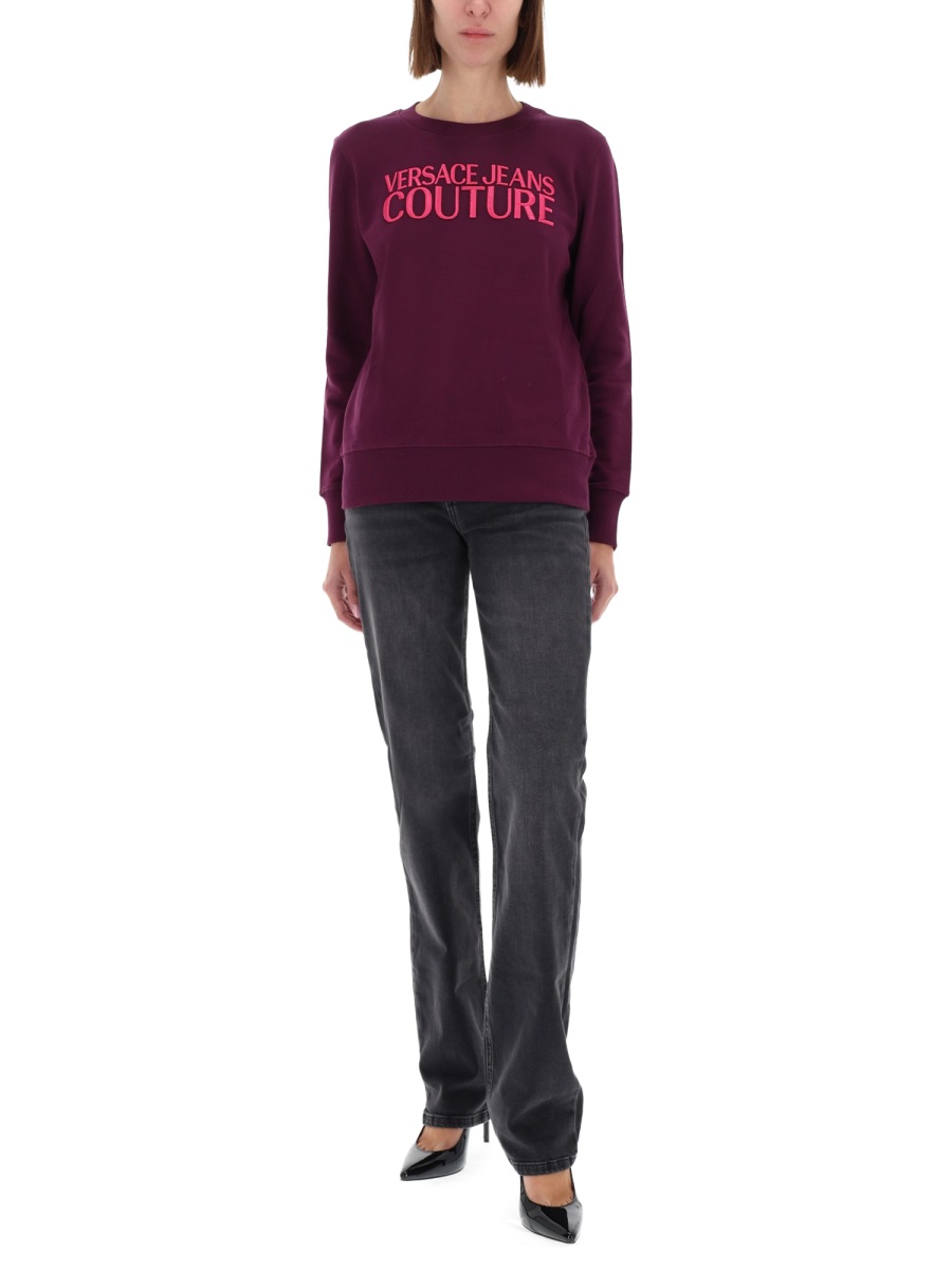 Versace Jeans Couture Bordeaux Deep Purple Logo Sweatshirt Zwart