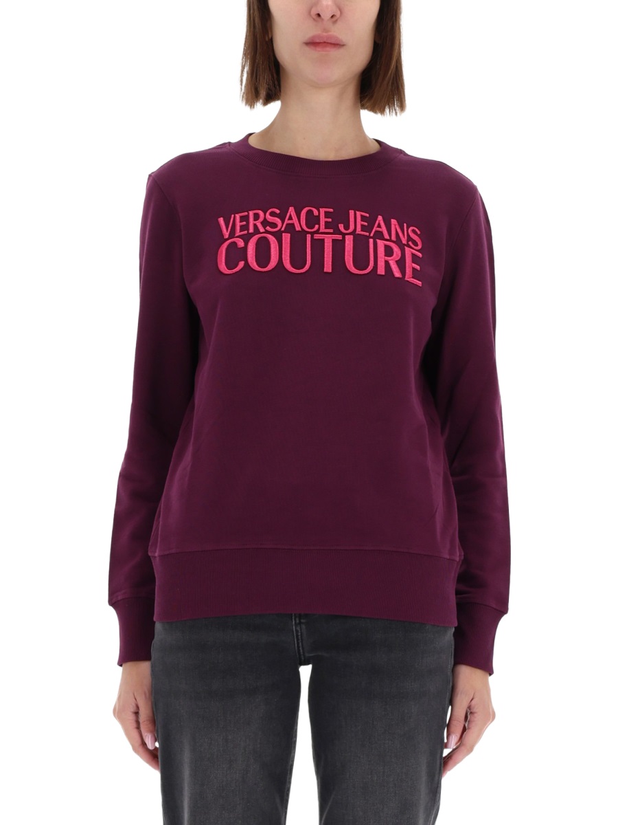 Versace Jeans Couture Bordeaux Deep Purple Logo Sweatshirt Zwart