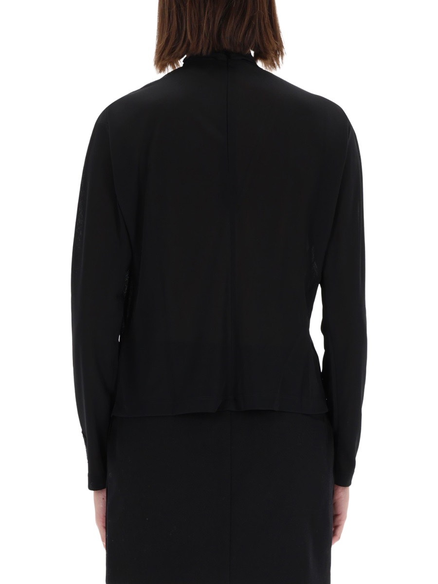 Versace Jeans Couture Black Draped Collar Pleated Shirt Zwart
