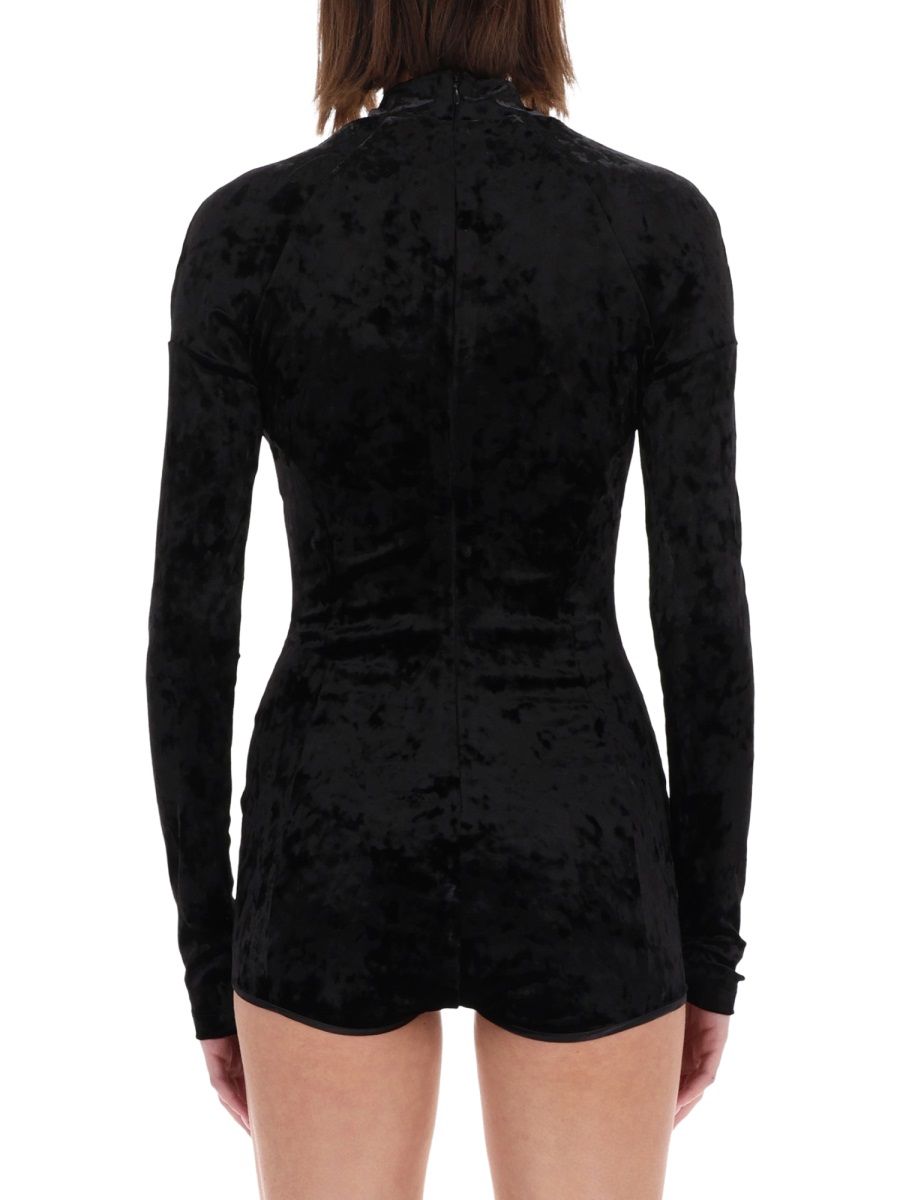 Versace Jeans Couture Black Velvety Keyhole Long-Sleeved Top Zwart