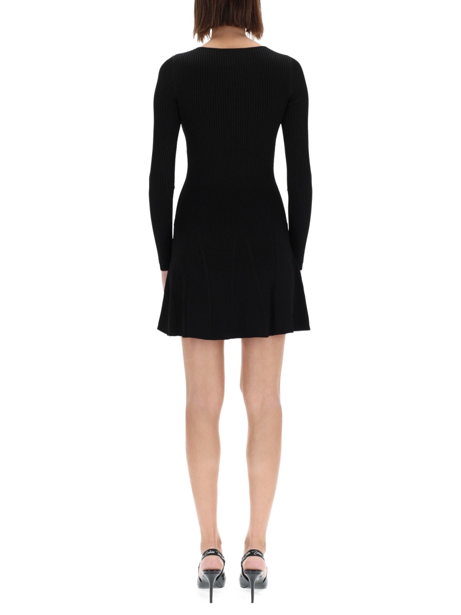Versace Jeans Couture Black Fitted Buckle Mini Dress Zwart