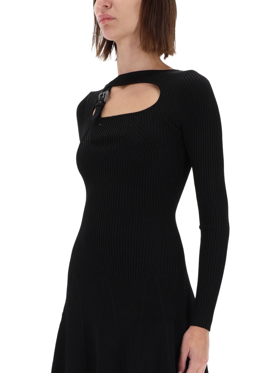 Versace Jeans Couture Black Fitted Buckle Mini Dress Zwart
