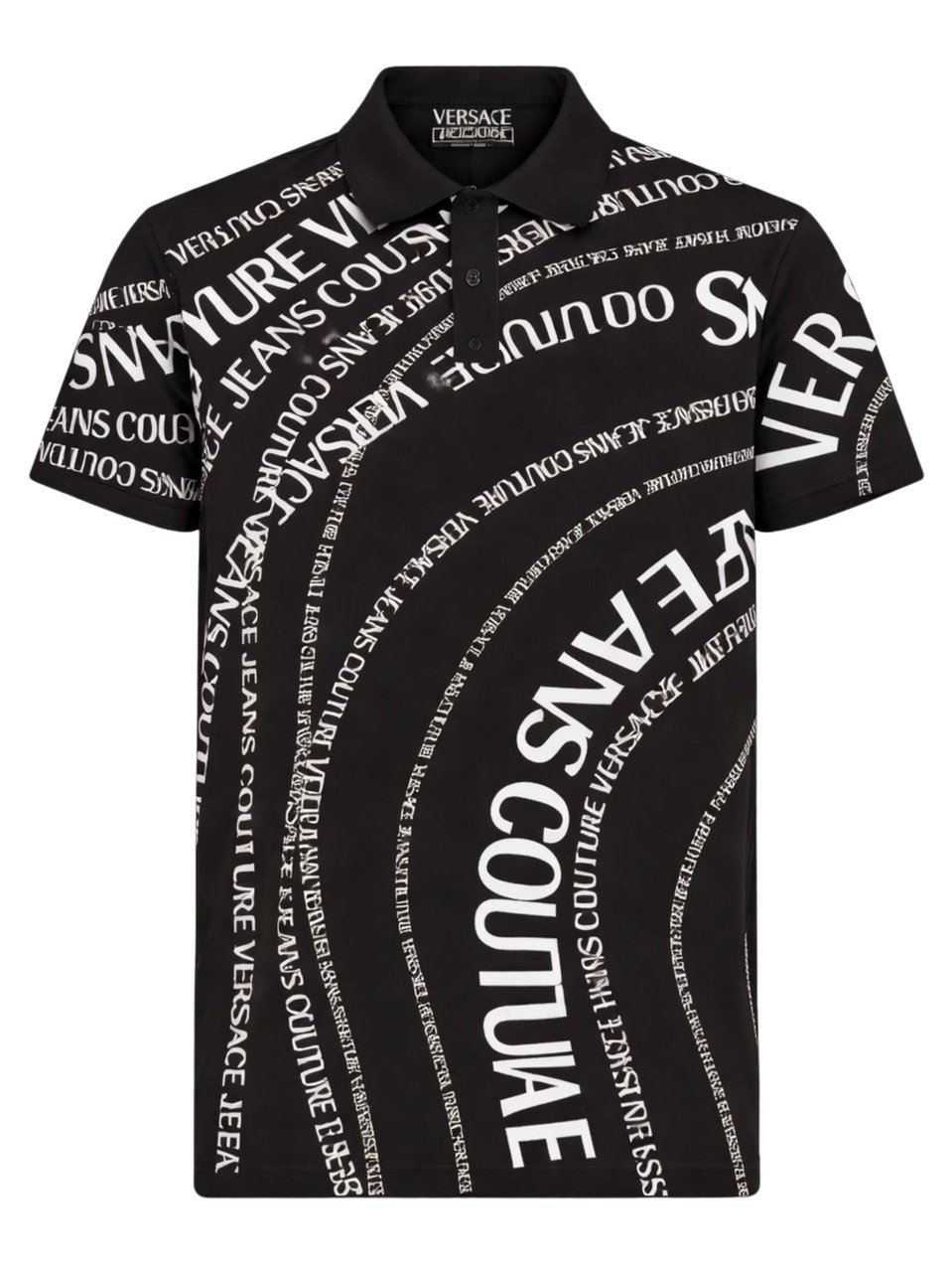 Versace Jeans Couture Black Dynamic Graphic Polo Shirt Zwart