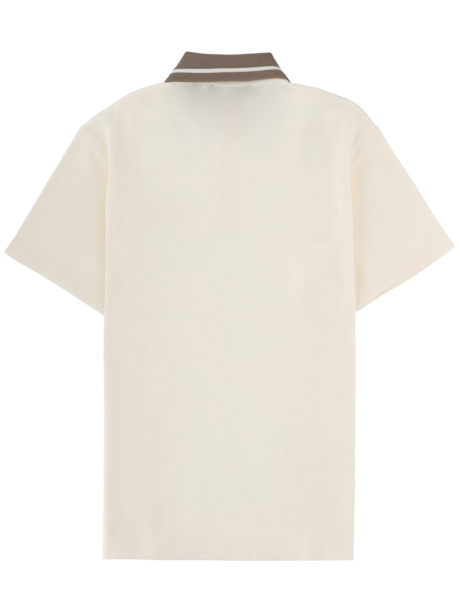 Versace Jeans Couture Neutrals Contrasting Stripes Logo Polo Shirt Neutraal