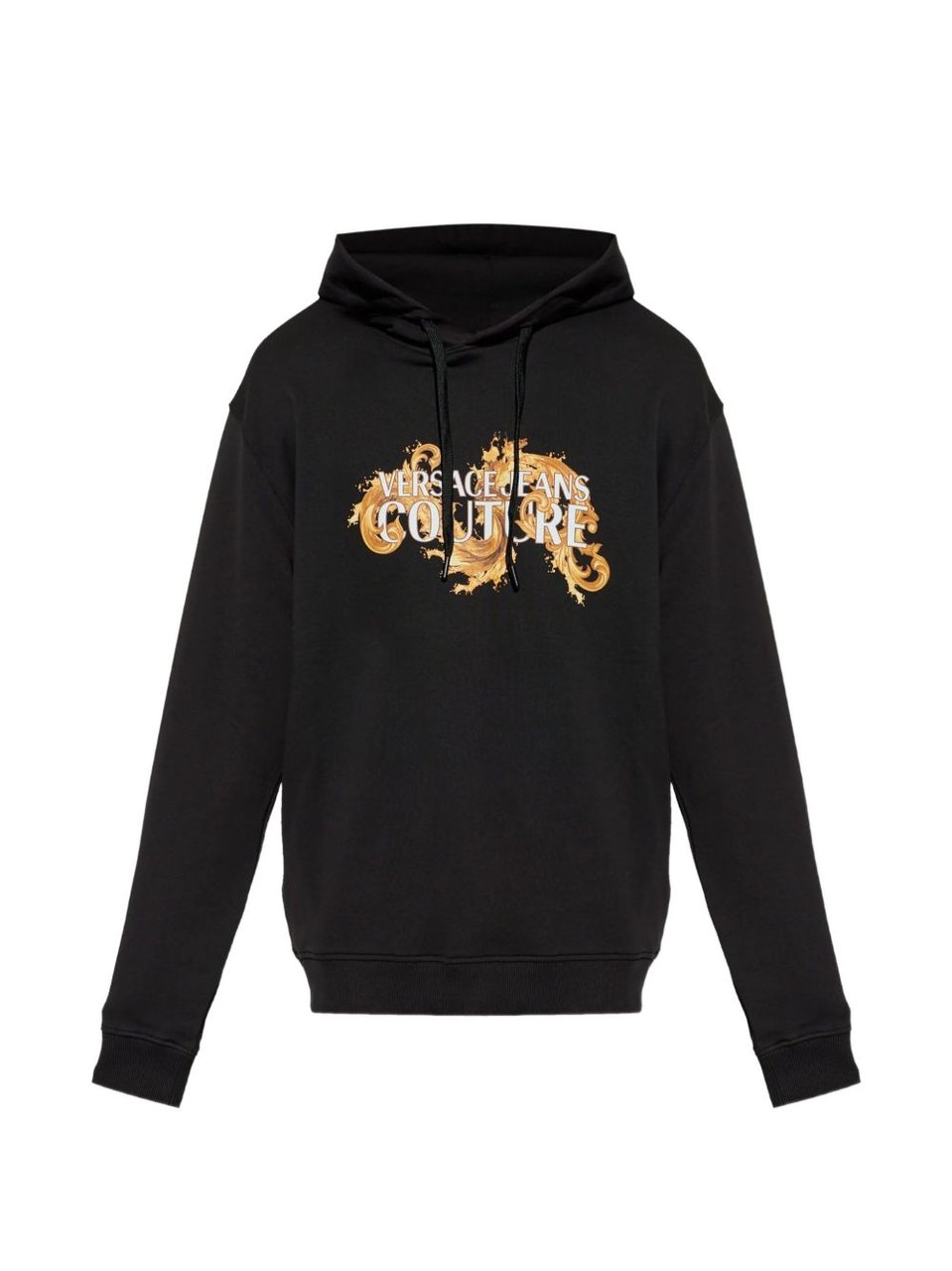Versace Jeans Couture Black Ornate Logo Hoodie Zwart