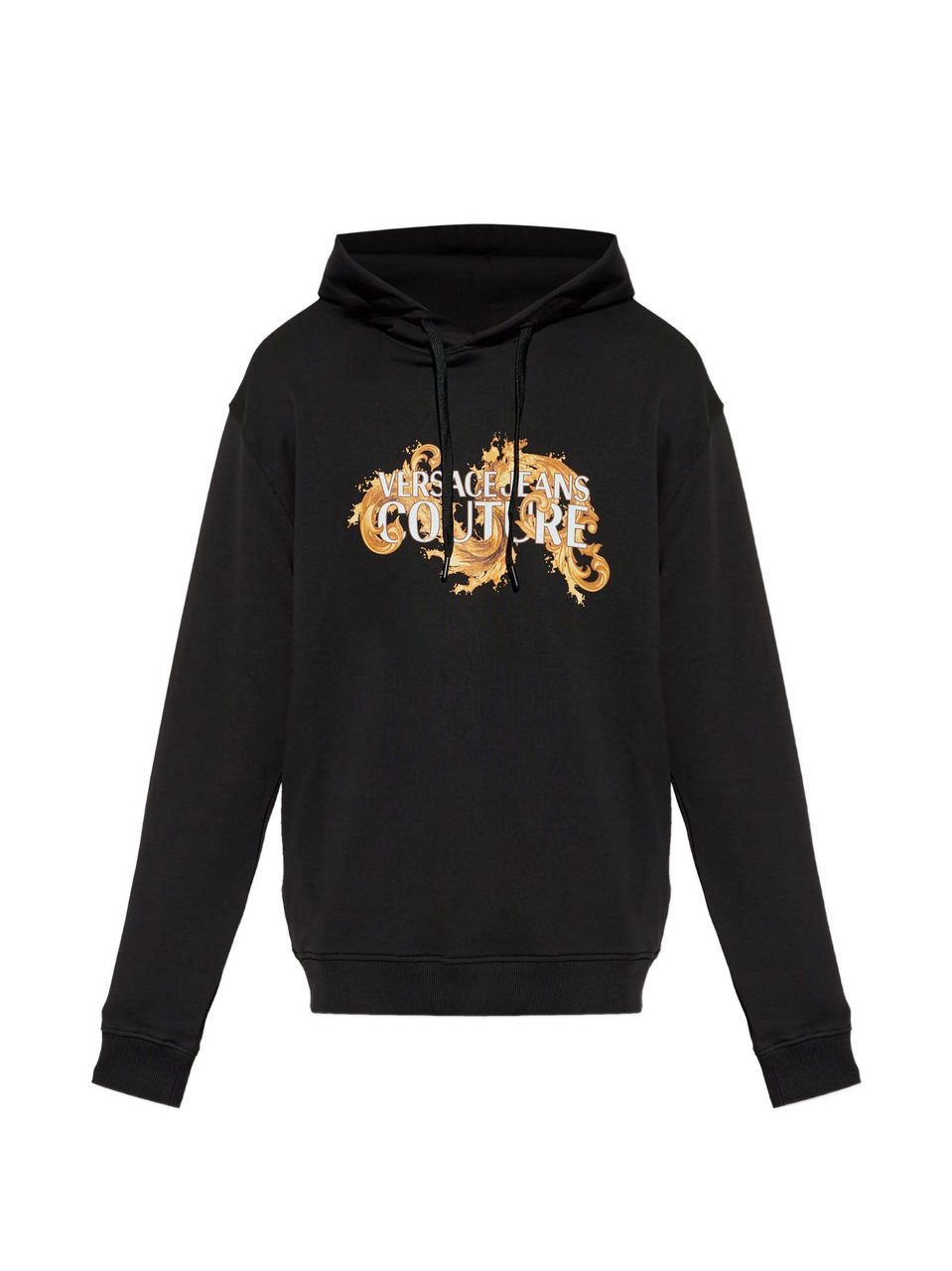 Versace Jeans Couture Black Ornate Logo Hoodie Zwart